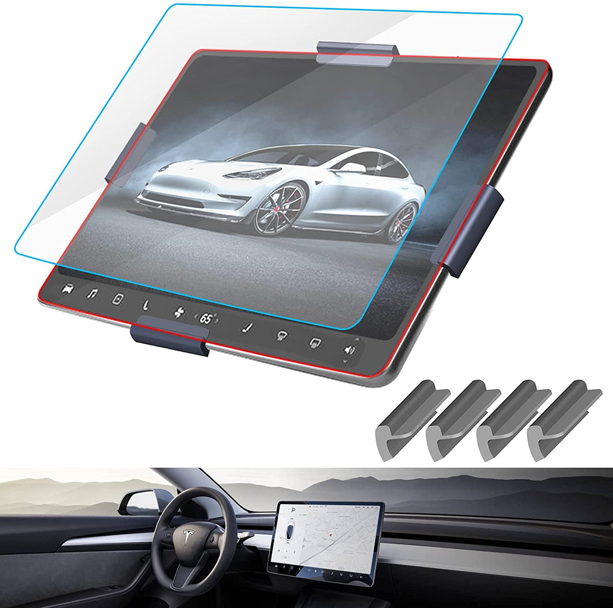 Model 3 Center Control Touch Screen Car Navigation Tempered Glass Screen Protector, 9H